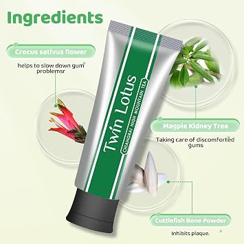 Twin Lotus Chiangrai High Mountain Tea Organic Herbs Toothpaste, Fluoride Free,Gluten Free,No Triclosan,Thai Oral spa,Travel Size 0.88oz 4 Pks,Helps Freshen Breath