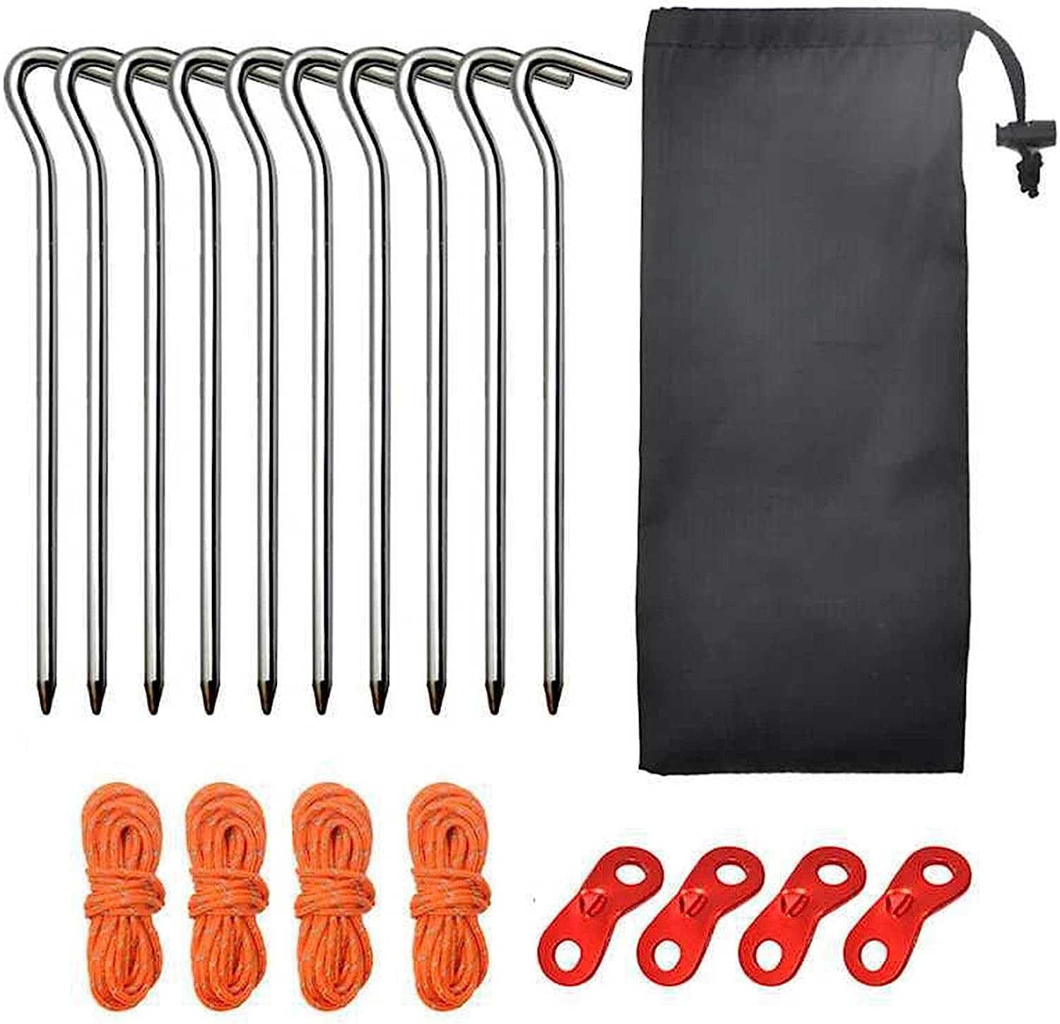 Picchetti per tenda, picchetti per tenda, picchetti per tenda, picchetti per tenda in acciaio cavatappi, kit di ancoraggio, picchetti per tenda in alluminio da 10 pezzi con ganci, picchetti per t
