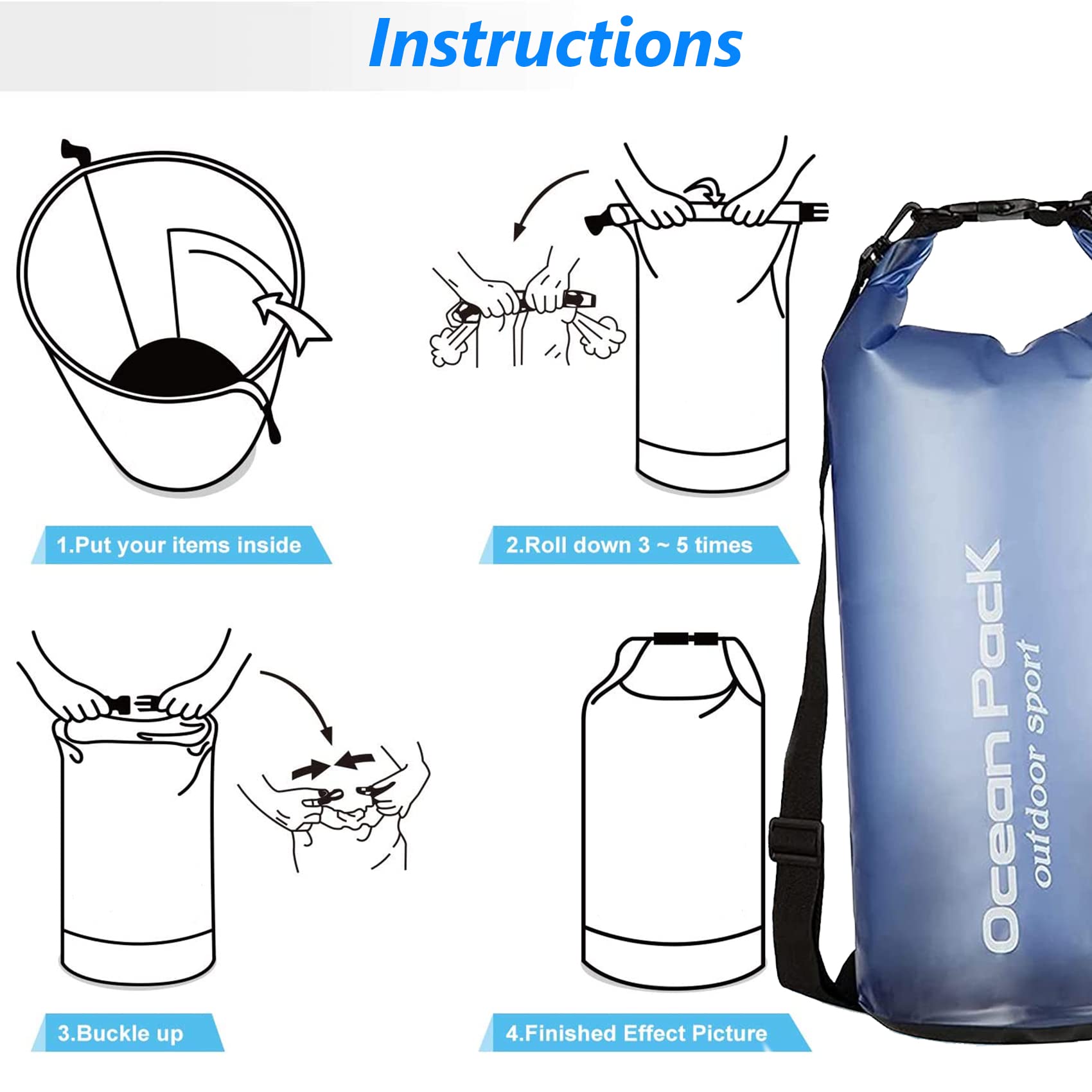 iJiZuo Premium Waterproof Bag, 10L Waterproof Dry Bag, Long Adjustable Shoulder Strap, Boat Dry Bags for Kayaking Hiking - Image 4