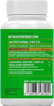 Lactase Enzyme 15000FCC | 120 High Strength Lactase Capsules | Enzyme Tablets | Lactose Digestion | Digestive Enzyme Food Supplement, Liposomal Max Absorption