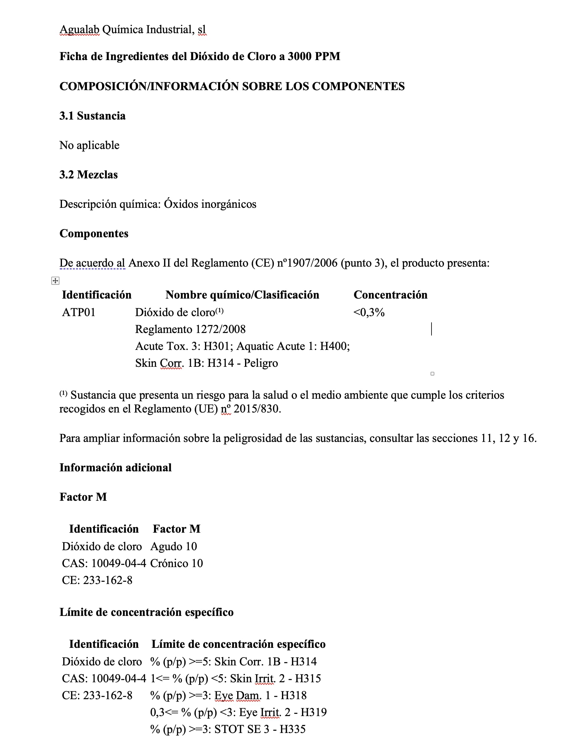 Biossido di Cloro Agualab 500ml vasetto in plastica HDPE 3000 PPM con acqua ultra pura. Prodotto in laboratorio spagnolo registrato.