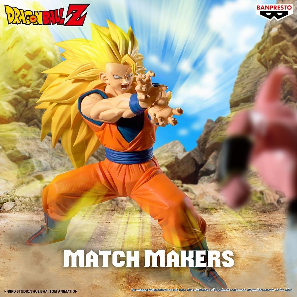 Banpresto Figura de Accion Goku Super Saiyan 3 (Vs Majin Buu (Pure)) Dragon Ball Z - Match Makers 16cm - BP30056P Multicolor - Figura Coleccionable - Ideal para los fanáticos del Anime