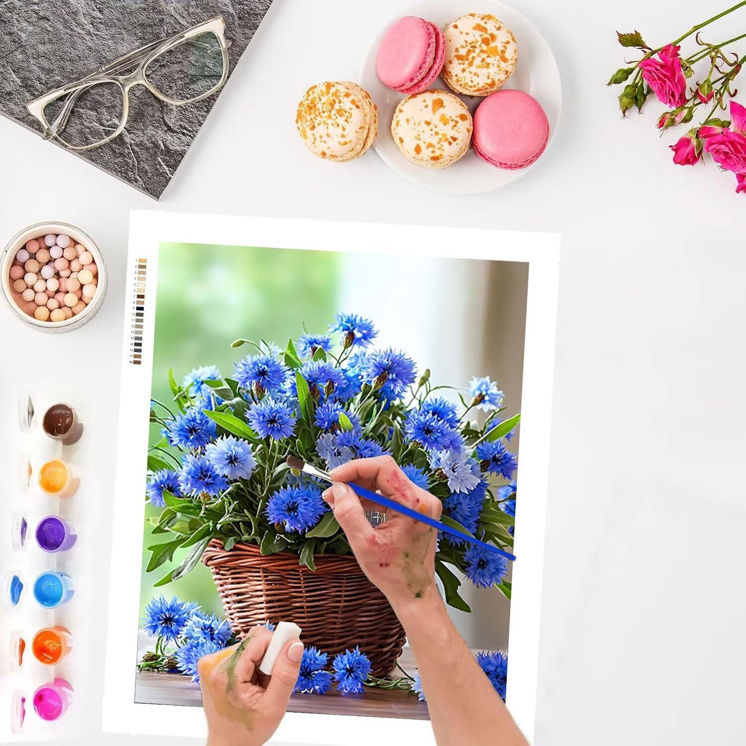 WEISHIWE Cesto di fiori Dipingere con i Numeri per Adulti, 70x90cm a-444 | Paint by Numbers Kit con Pennelli e Acrilico Pigmento, Fai da te Olio La Pittura di Numeri Kit, Decora la Casa, senza Cornice