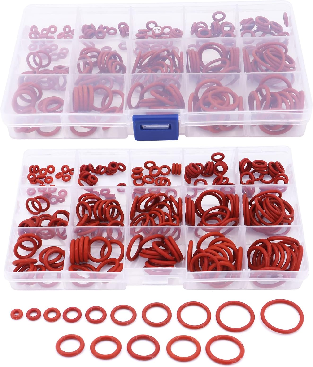 450 Pcs 15 Sizes O-Ring Sealing Gasket Silicone Rubber O-Ring Assortment Kit for Plumbing, Automotive