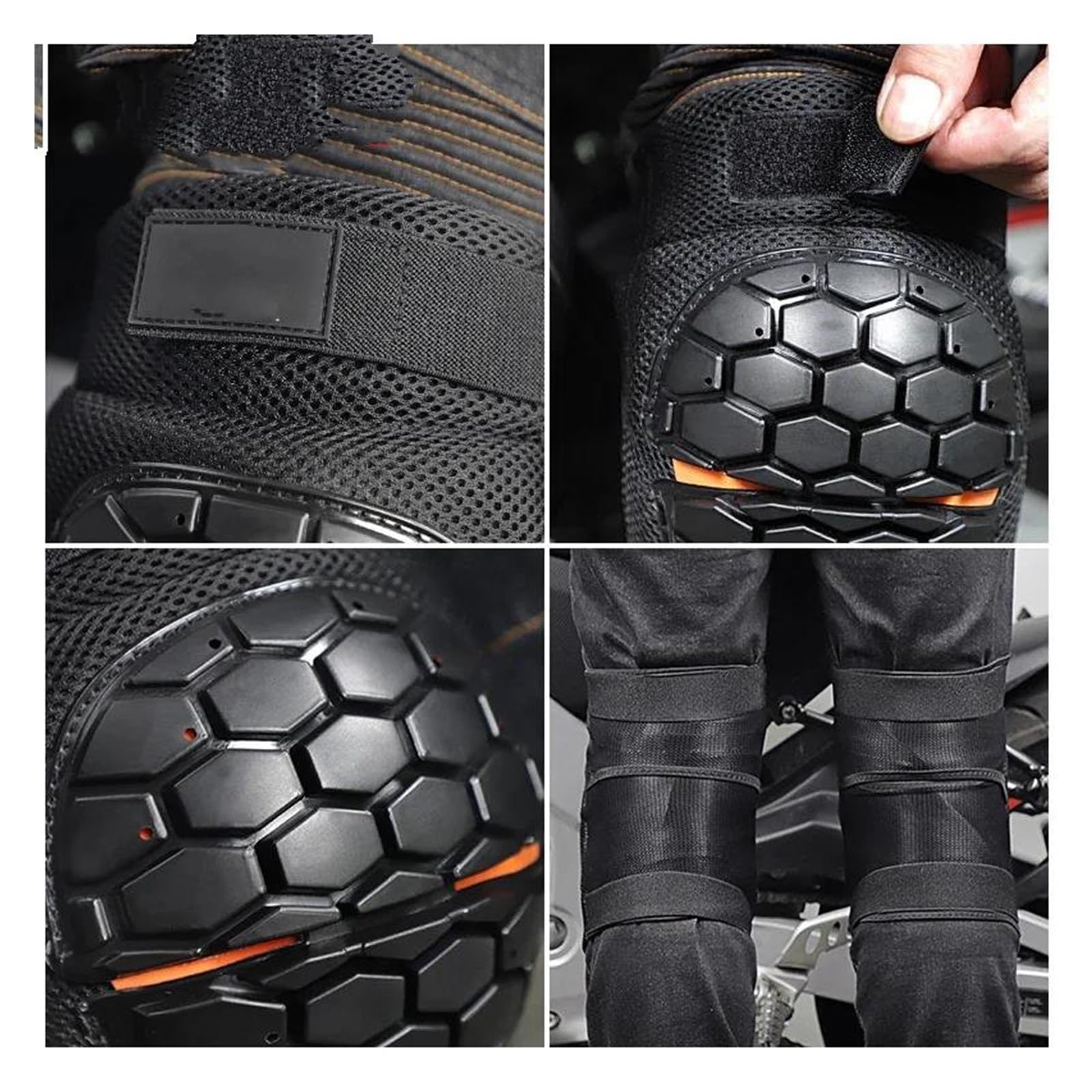 Regolabile Ginocchiera Pads Protector Armor Ginocchiere per moto Moto tattiche per biciclette Snowboard Inserti per ginocchiere anticaduta Protezione per equitazione Sport Motocross Rider(XL)