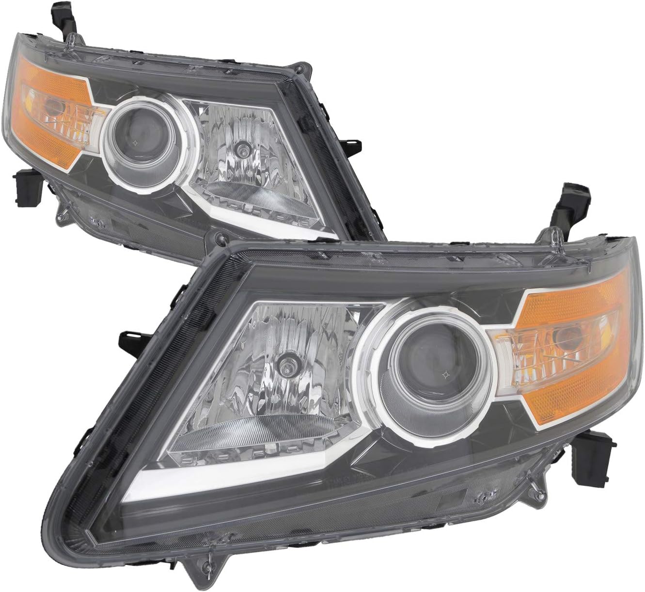Compatible with Honda Odyssey Headlights Lamps Set 2014 2015 2016 2017 Halogen Black