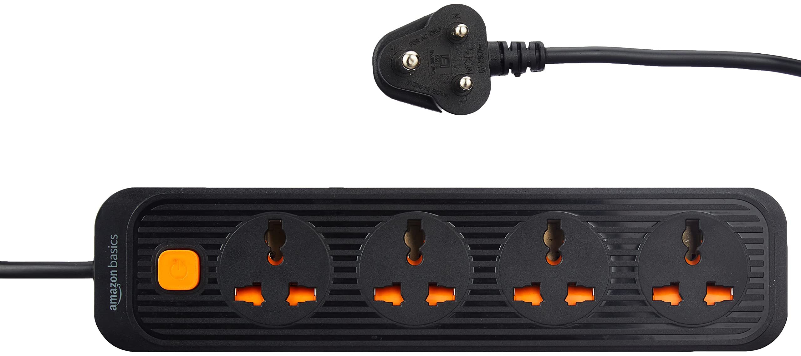 Amazon Basics Extension Board 4 AC Socket, 1500 Watts, Black, 250 Volts