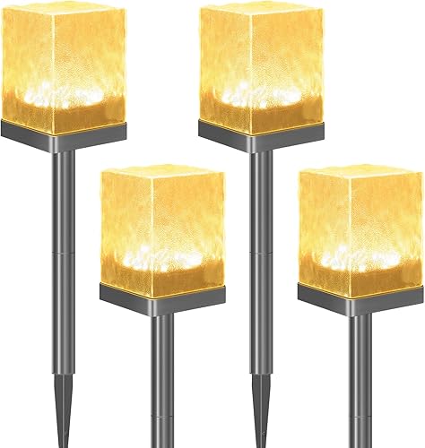 Luces solares de camino, LED impermeables para exteriores, luz de suelo de ladrillo de hielo, iluminación de paisaje multiusos para césped y mesa,