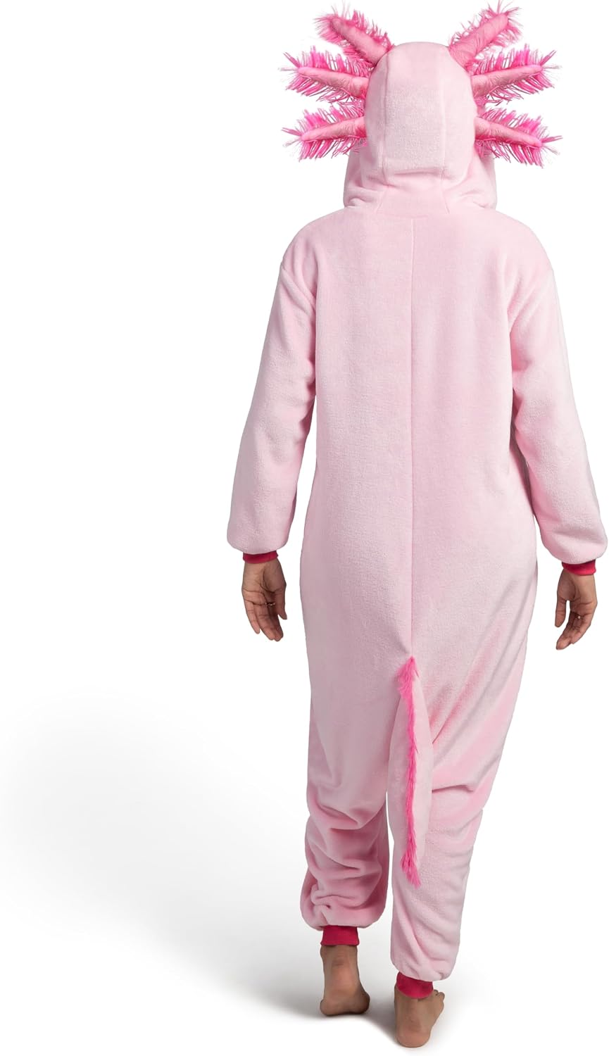 Spooktacular Creations Halloween Axolotl Costume, Kids Axolotl Costume, Zip-Up Hooded Jumpsuit for Halloween Cosplay Party