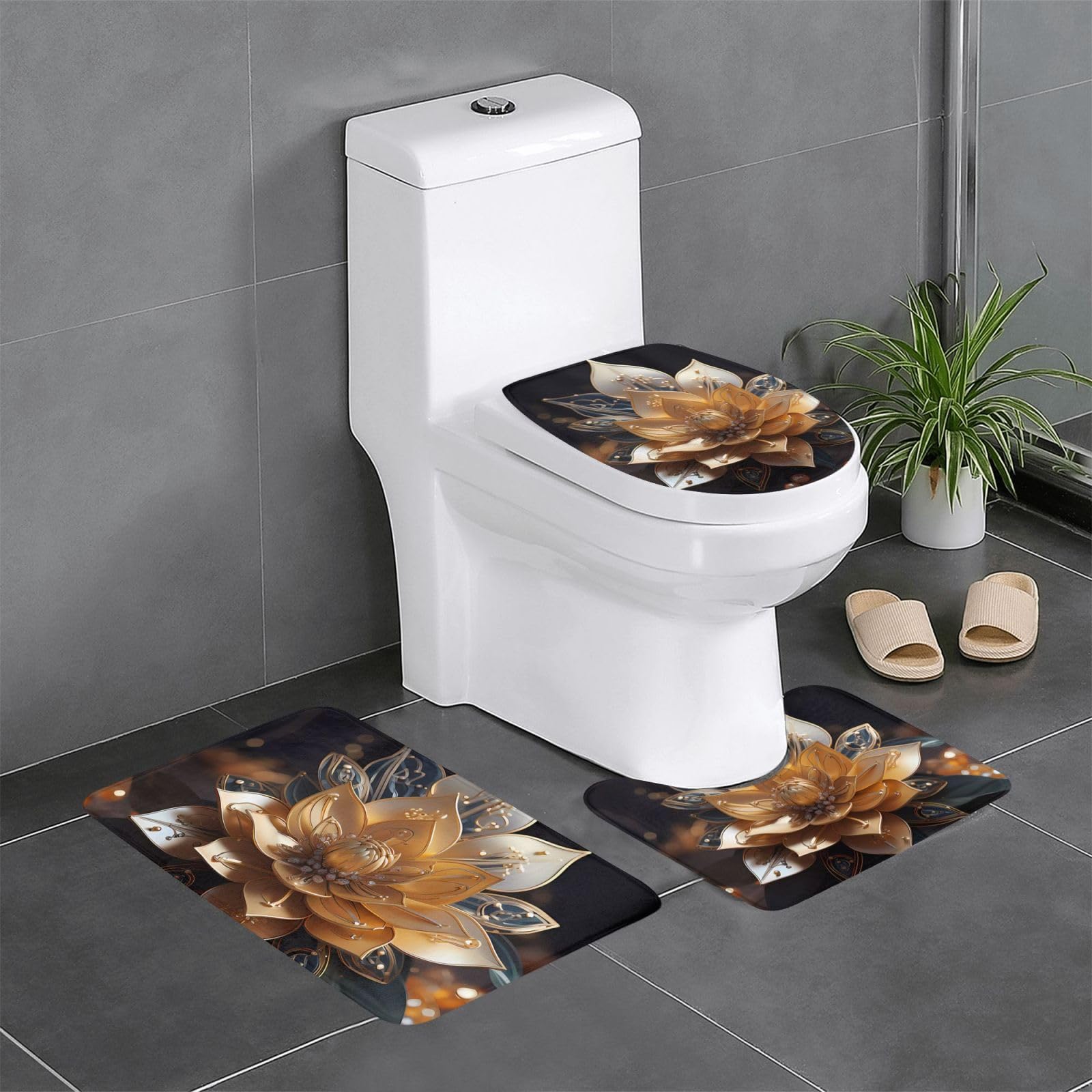 Tapis de salle de bain blancs antidérapants lot de 3 contre les glissades