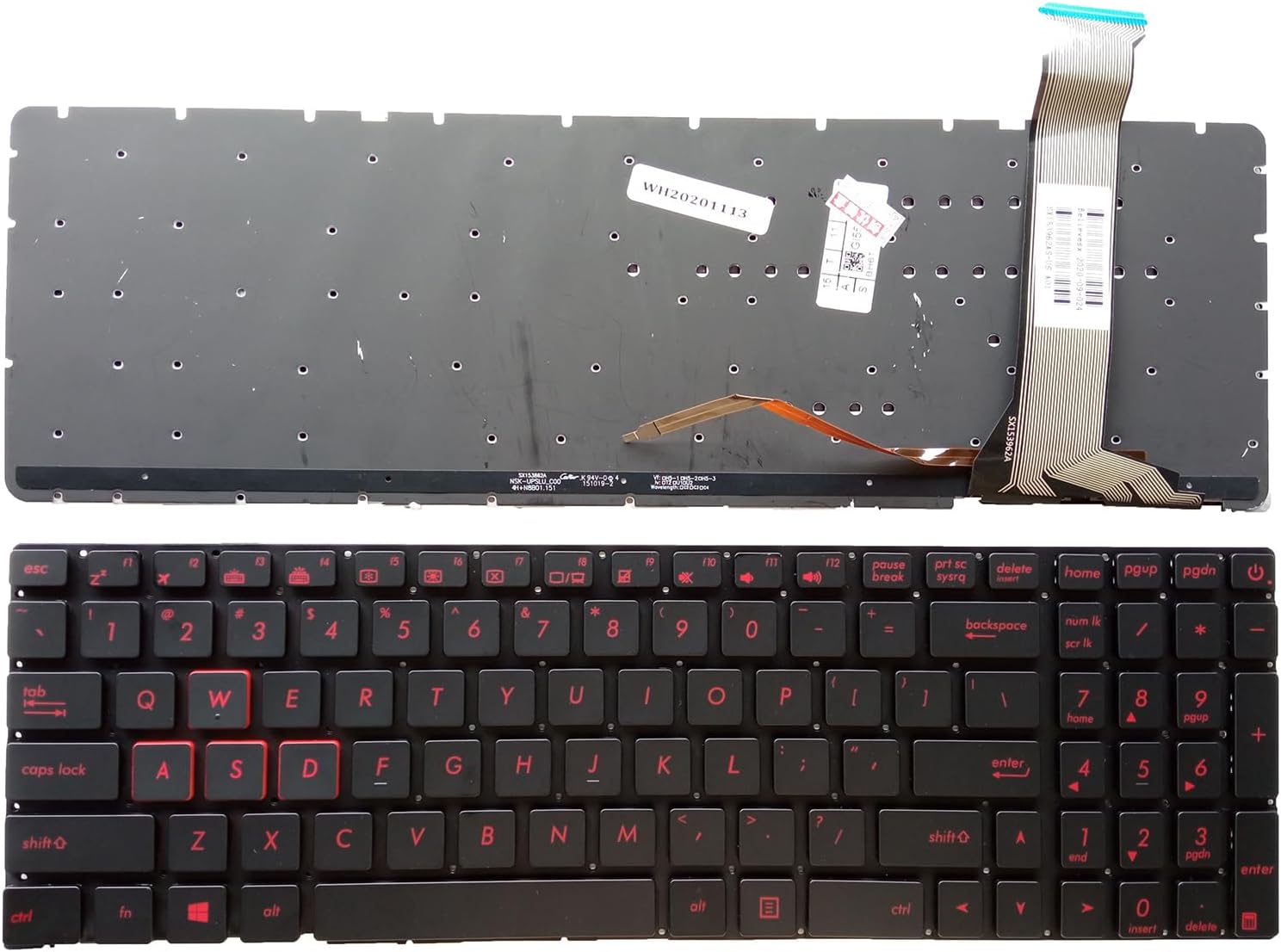 Laptop Replacement US Laptop Keyboard for ASUS GL552J GL552VW GL552JX GL552VX GL552VL GL552V 90NB07Z1-R31UK0 zx50vw zx50v no Pointer with Backlight RED Backlit Red