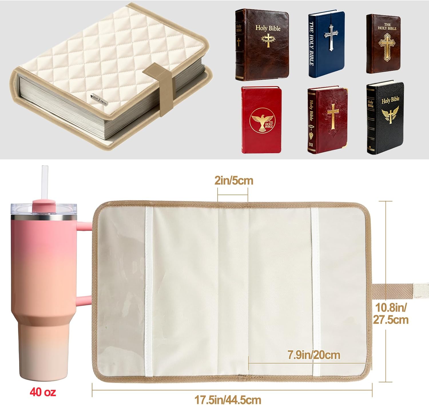 VERONLY Large Bible Tote Bag for Women with Bible Cover Case & Purse Feet - Church Bag Organizer with Pockets Carry Your Bible study supplies,Laptop & Essentials in Style, Christian Gifts for women