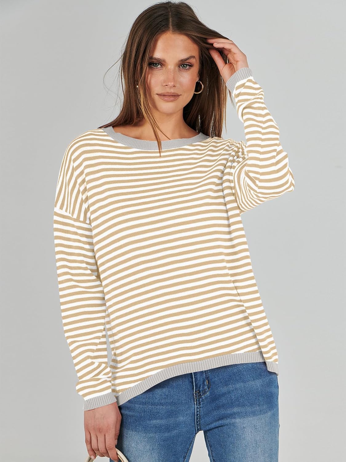 ANRABESS Womens Striped Sweaters Long Sleeve Top Crewneck Color Block Casual Loose Knitted Pullover Shirts 2025 Fall Outfits - Image 8