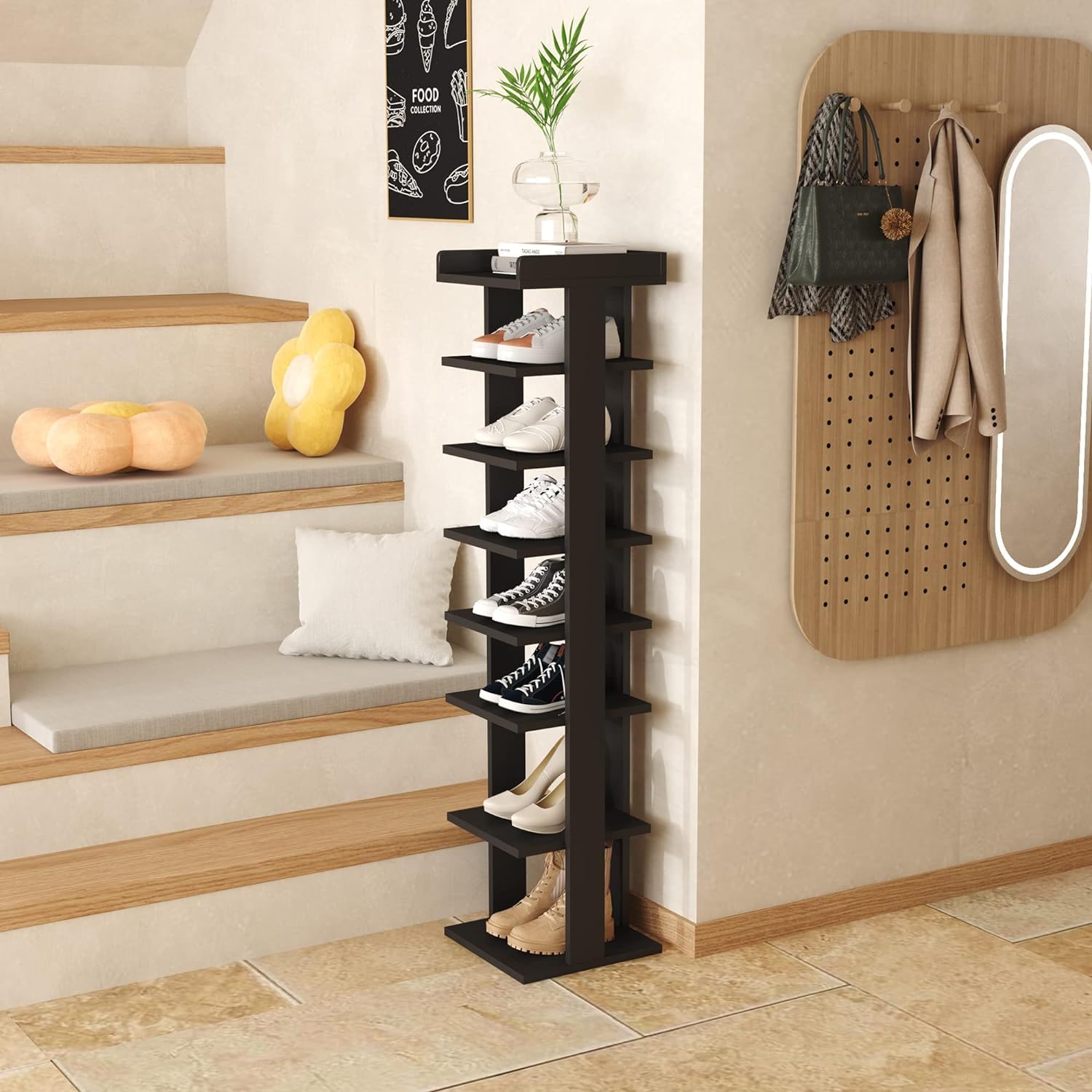 Scarpiera Verticale Pieghevole A 8 Livelli, Ripiano Salvaspazio In Tessuto, Organizer Per Scarpe, Elegante E Creativo - 2