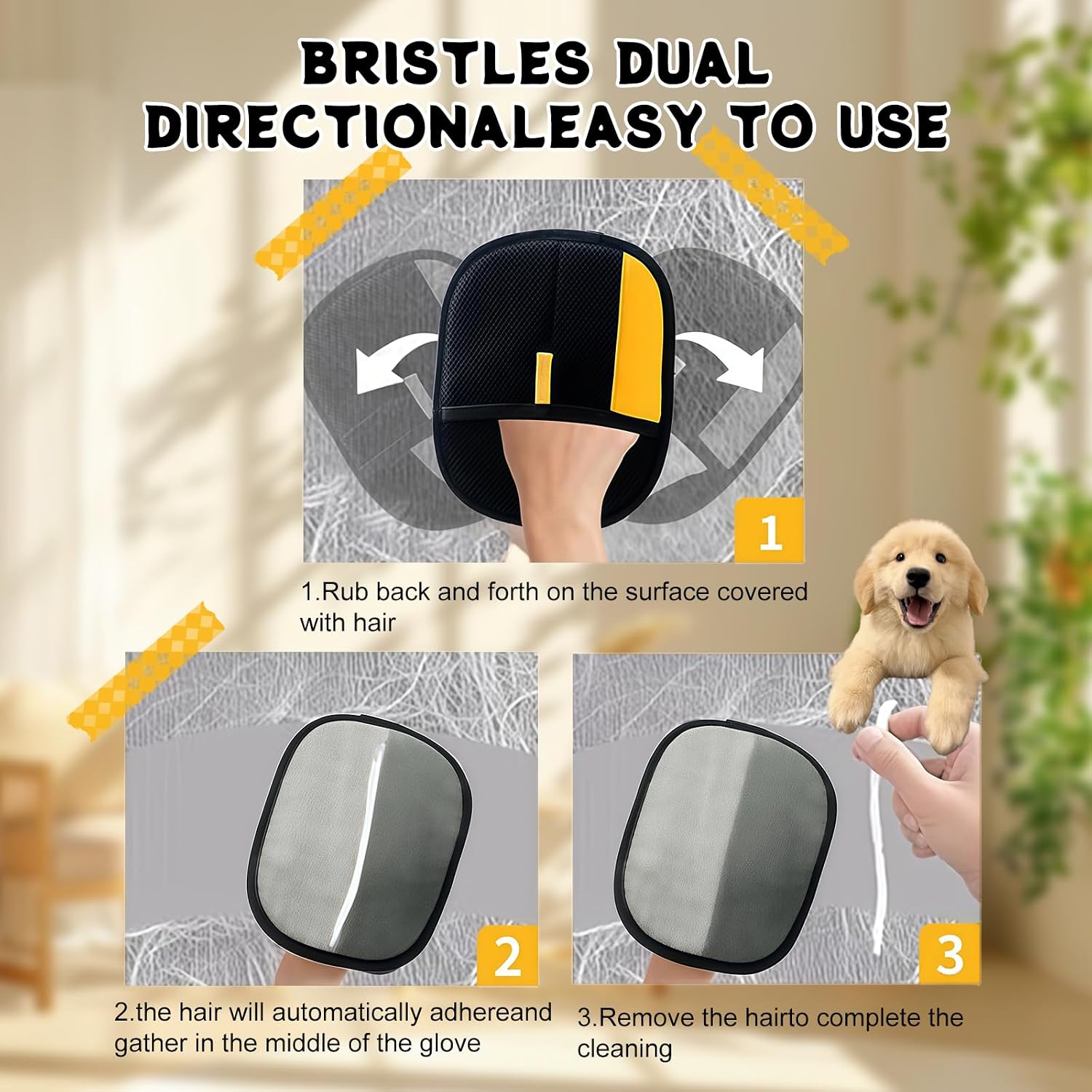 Petq Hairr Removerr Glovee for Catq & Dogq,2026 New magicl brushl petq hairr for Clothingg,Coucha, Carpetl, CarSeats Reusablee Washablee Electrostatic petq hairr glovee （2pc） image 5