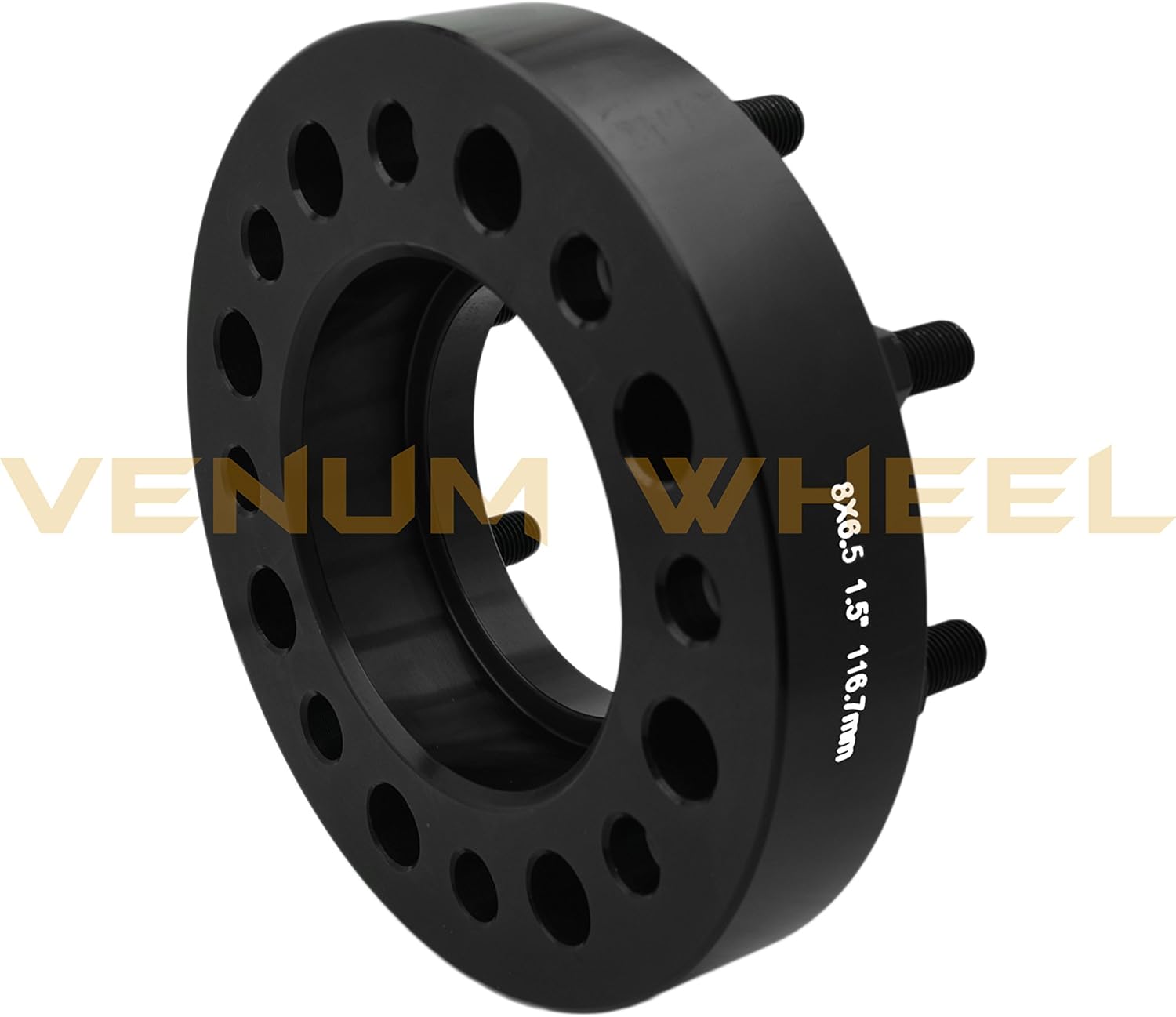 2 Pc 8 Lug 8x6.5" (FRONT ONY) 1.5" Thick Black Hub Centric Wheel Spacers Adapters 116.7 Hub Bore 1999-2010 2500 3500