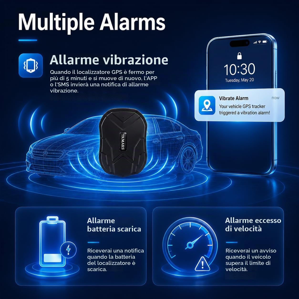 TKMARS TK905 4G localizzatore GPS per Auto 5000mAh GPS Tracker Senza Abbonamento,Antifurto Auto con Magnetico,Funziona Tramite SMS/Applicazione/Piattaforma di Rete,Modalità di Allarme Multiple