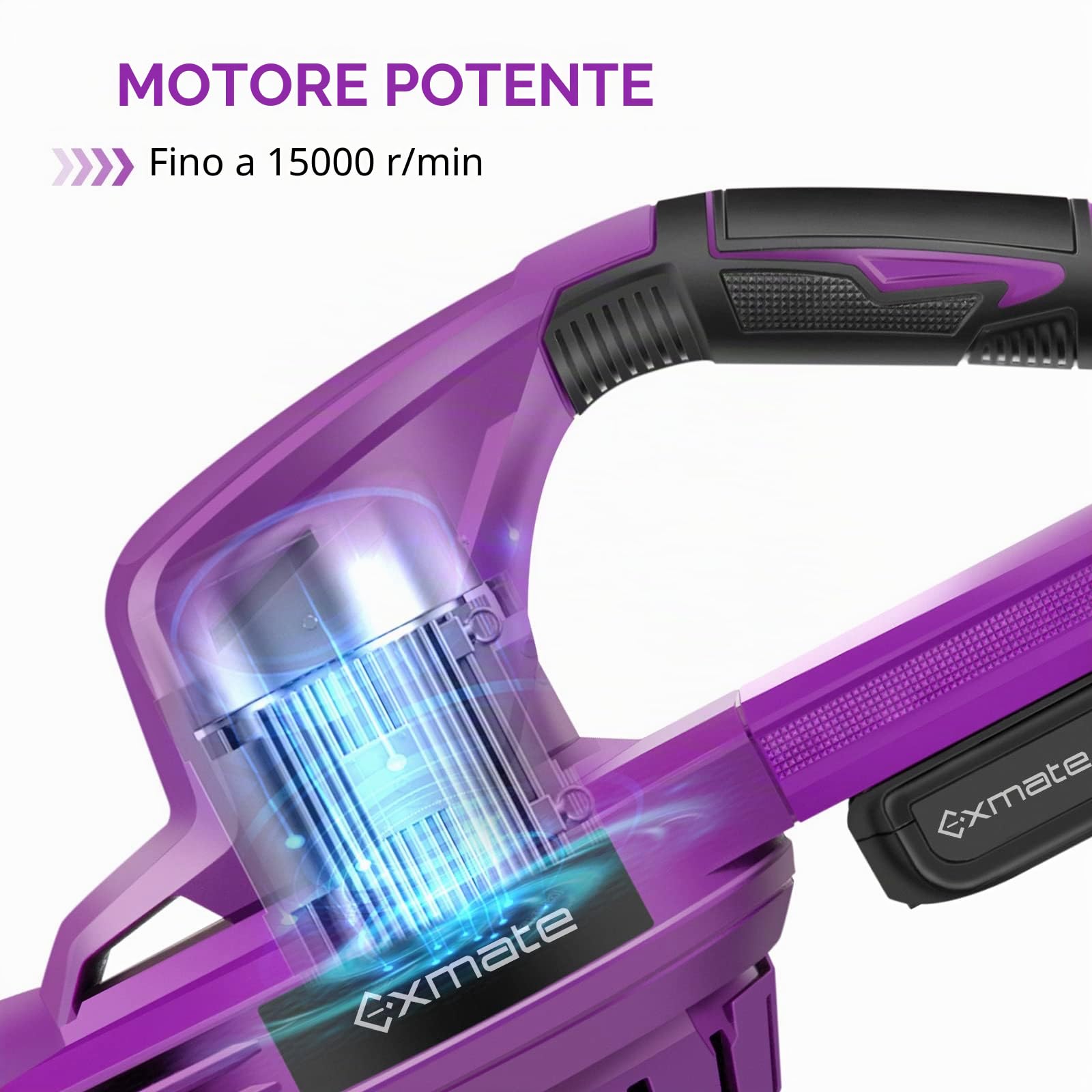 Exmate Batteria soffiatore per foglie, set elettrico con 2 batterie al litio da 2,0 AH e caricatore, 20 V, 130 MPH, può essere utilizzato per rimuovere foglie, sporco, neve, terrazze, terrazze,