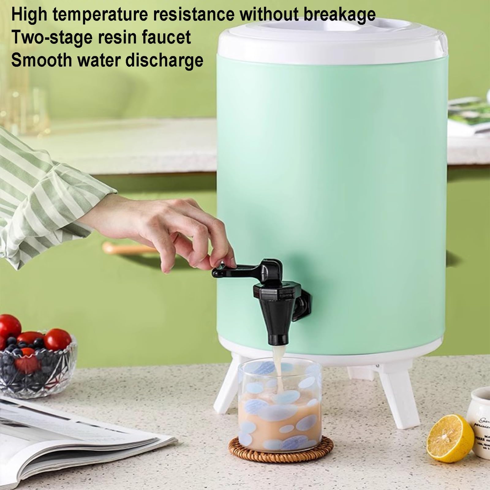 Dispensadores De Agua Caliente, Dispensadores De Bebidas Isotérmicos, Dispensadores De Bebidas Isotérmicos, Jarra De Café Caliente Y Frío De Acero Inoxidable, Barril Isotérmico/Bianco/15L, Groen 19L