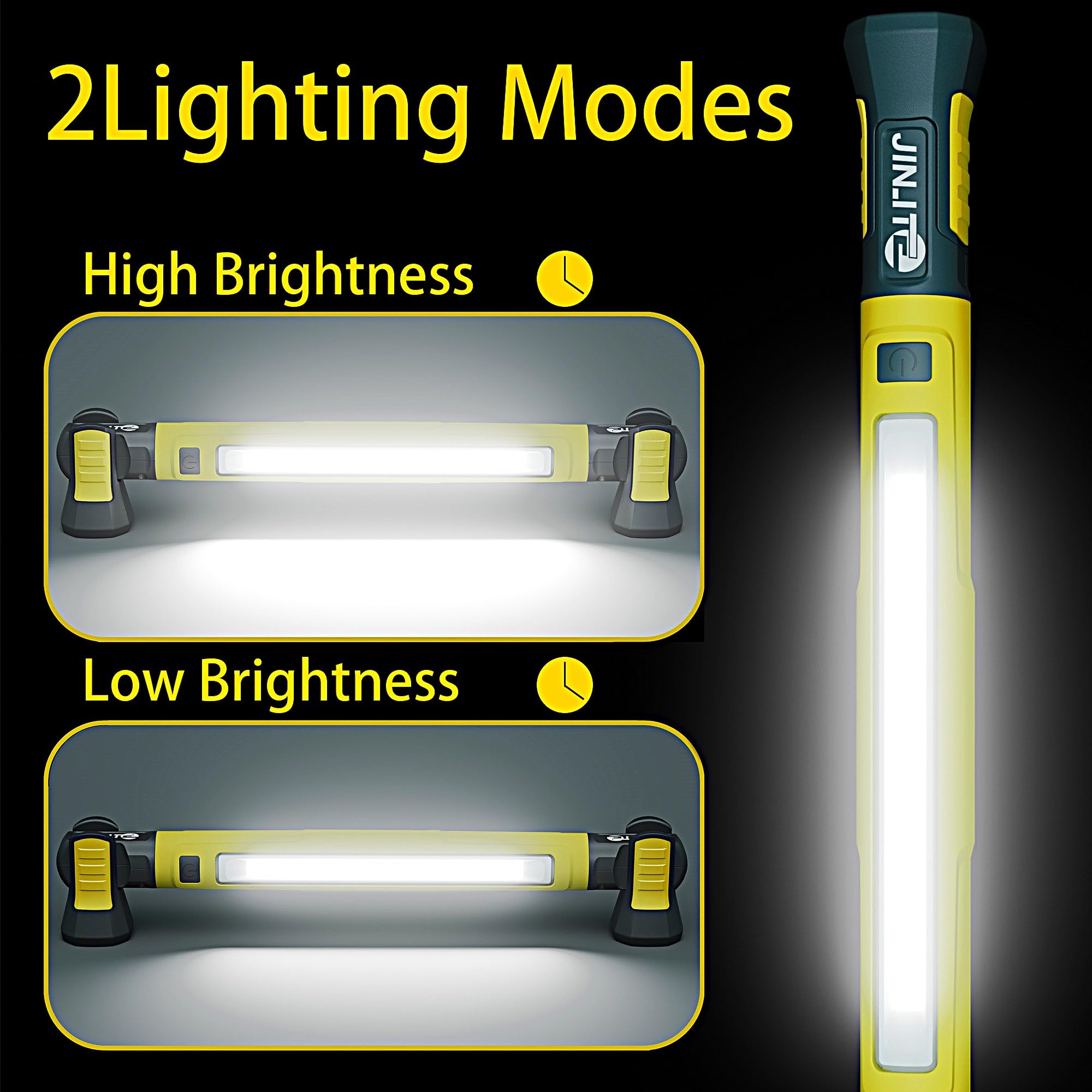Luz de trabajo magnética – Barra de luz LED recargable de 3000 lm, 5200 mAh, luz mecánica debajo del capó para garaje, taller, inspección de vehículos (paquete de 1, amarillo)