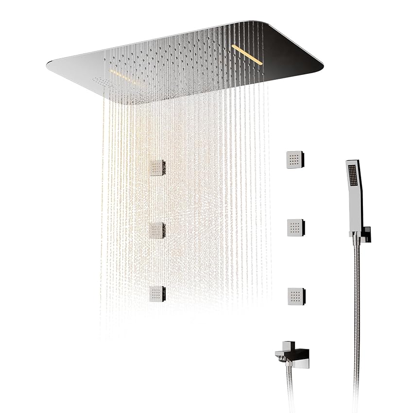 Colonna Doccia Con Miscelatore, Doccia Soffione Colonna in Acciaio INOX, Termostatico, Colonna Doccia Idromassaggio, Set Doccia Incasso, Set Doccia Completo Adatto Per Bagni.