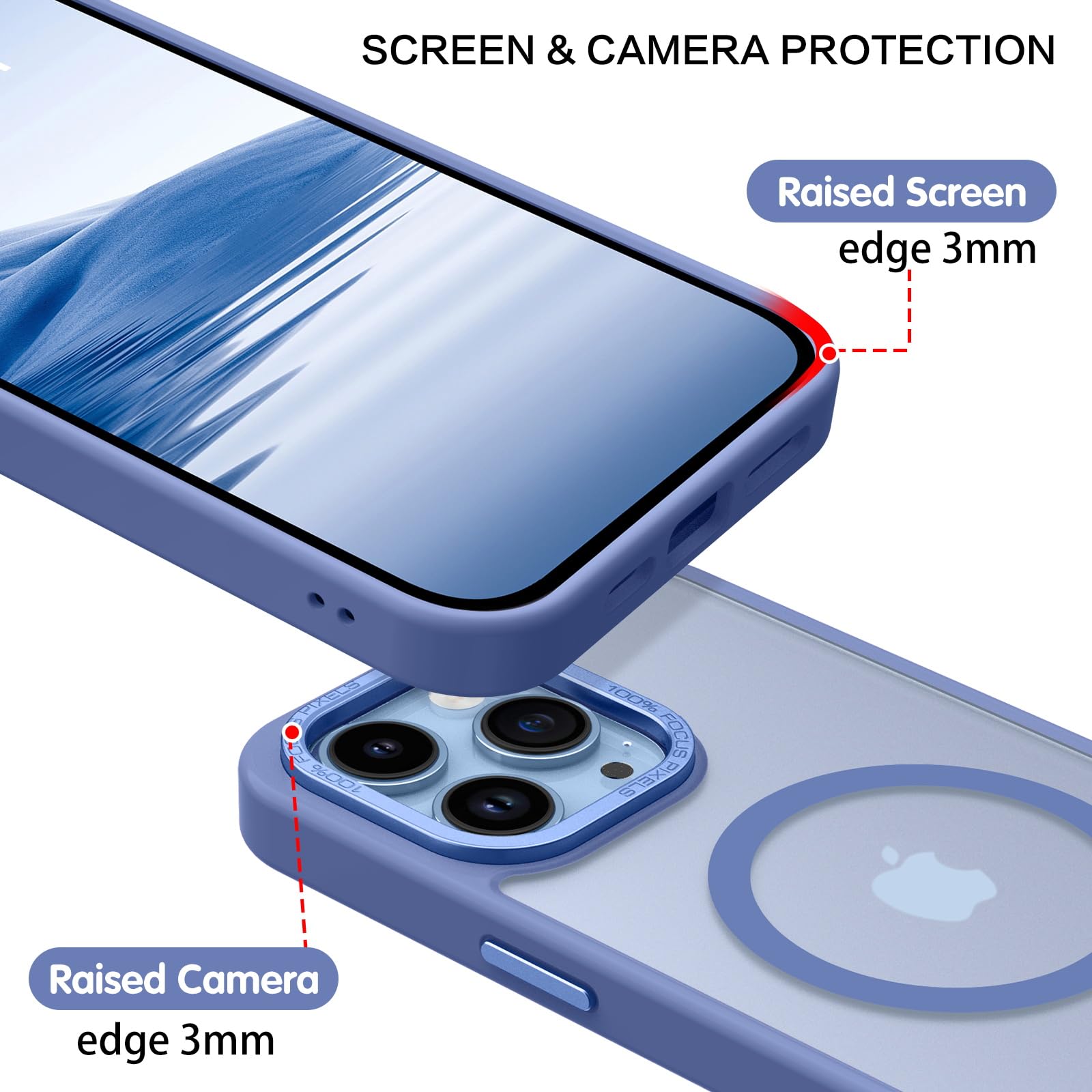BENTOBEN Magnet-Hülle Für IPhone 13 Pro – Kompatibel Mit MagSafe, Welliger Rand, Stoßfest, Desert Titanium