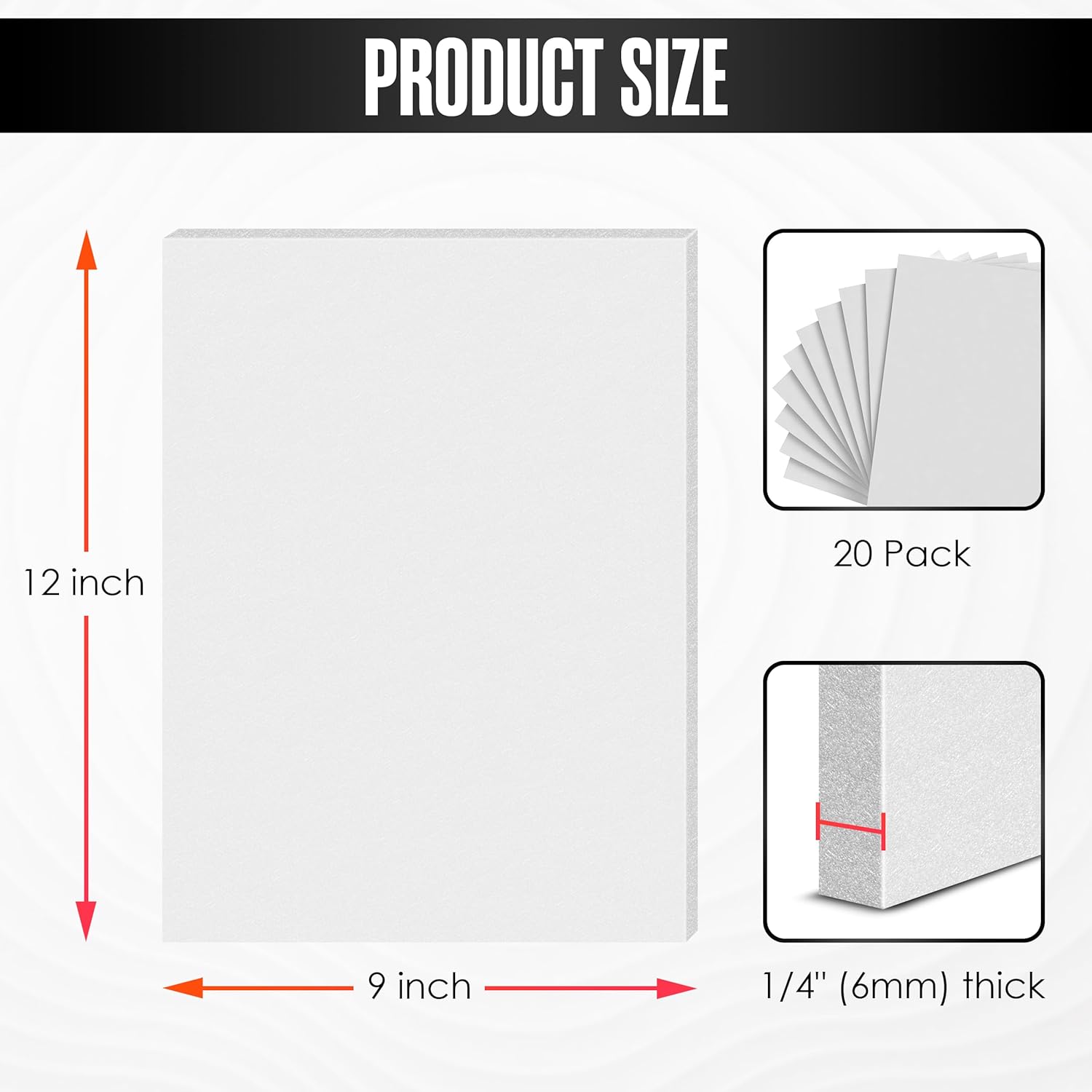 Houseables Foam Sheets for Crafts, EVA Foam, EVA Craft Sheets, Foamy Paper Board, for Art, Cosplay, Costume, Crafting, Kids Project, Scrapbook, Padding, Plain, White, 6mm Thick, 20 Pack, 9 x 12 Inch