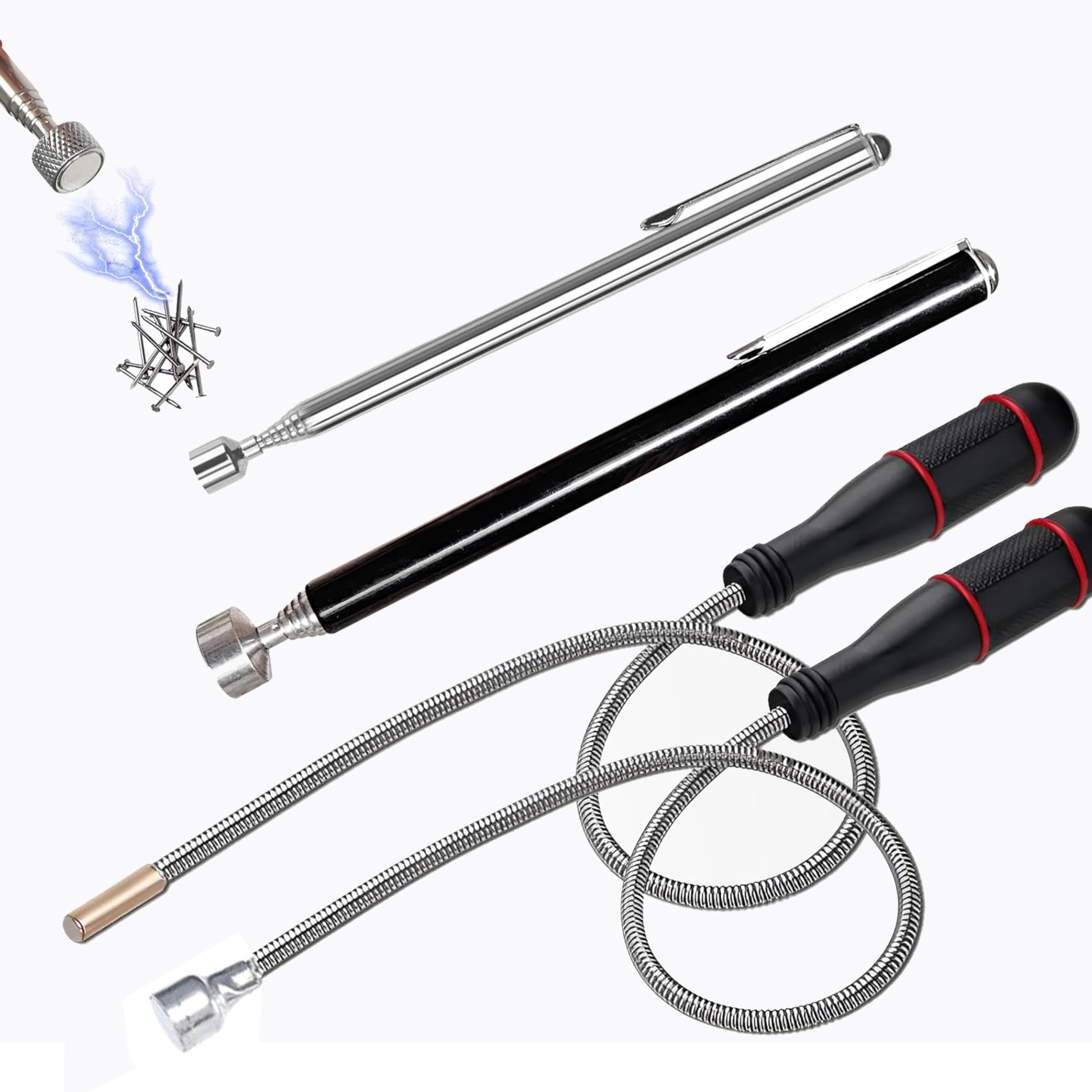 4 Pcs Portable Extendable Magnetic, Magnetic Pickup Tool Handheld Stick with Non-Slip Handle