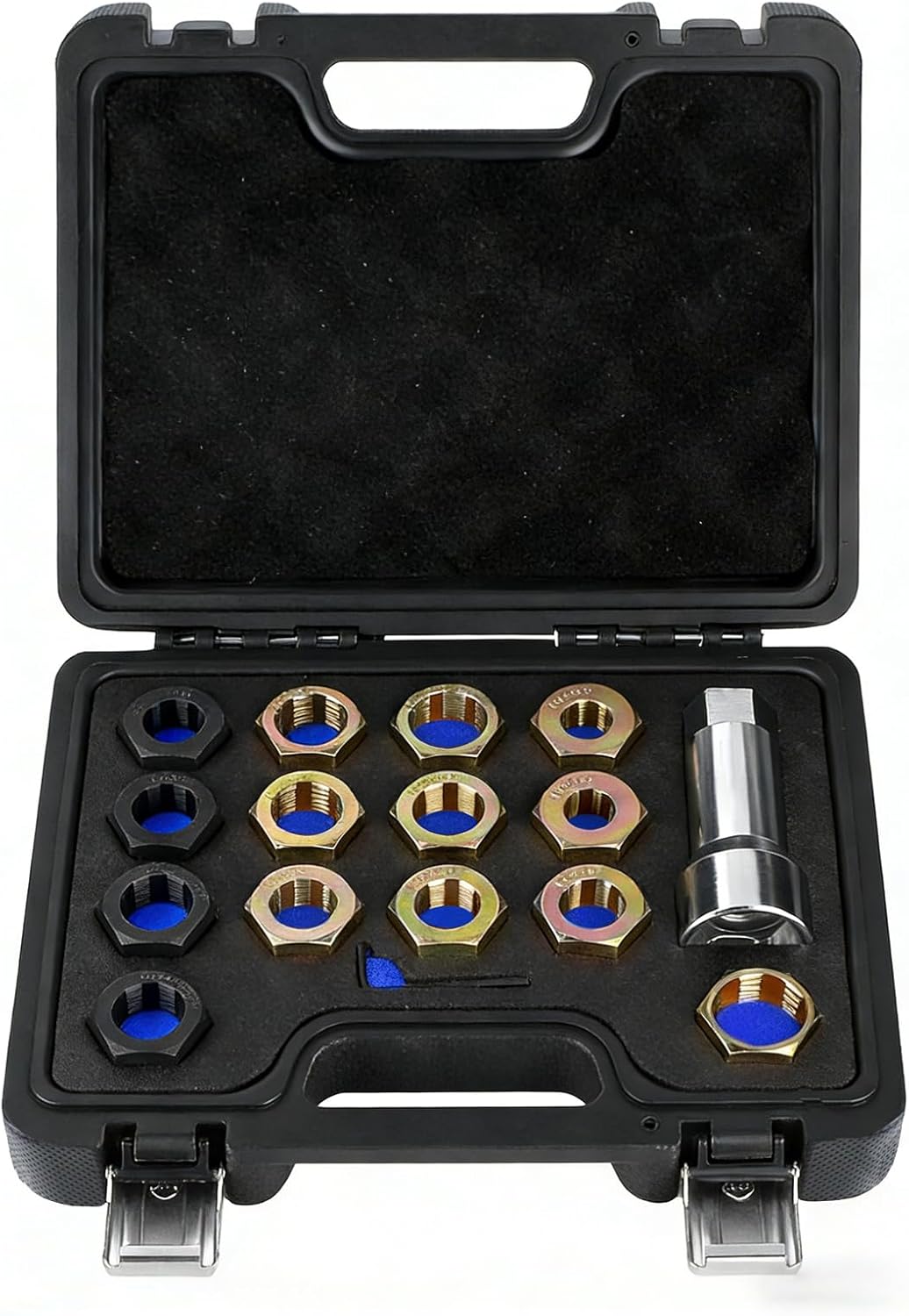 16-Piece Axle Spindle Rethreading Kit - Axle Thread Repair Kit with 10 Dies 1-1/16" Extension Bar, Axle Spindle Thread Chaser Set with Case, Essential Tool for Mechanics