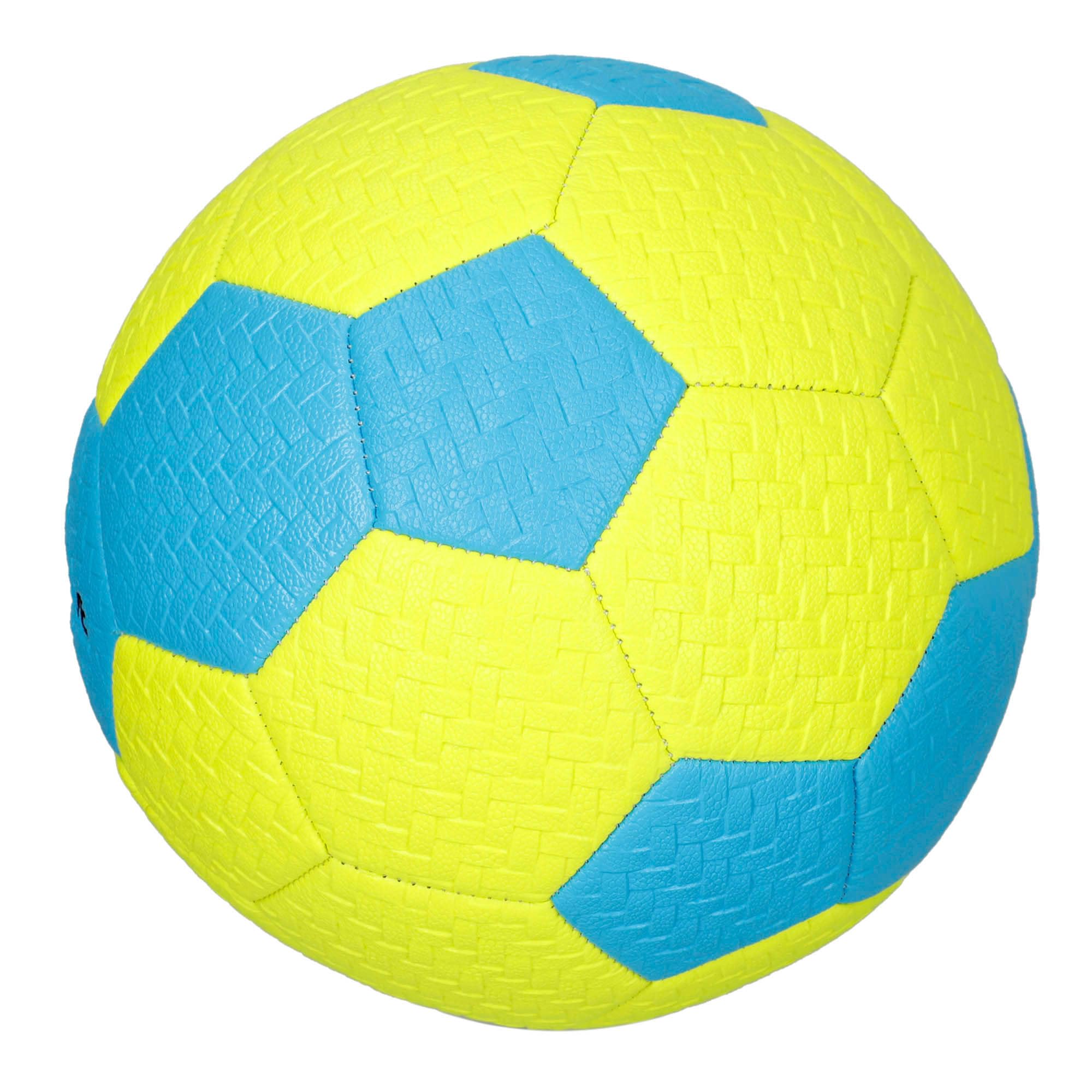 AKTIVE Balón de fútbol PVC Talla 5 320-340g D22 cm Amarillo fosforito Azul Resistente Duradero Entrenamiento Aire Libre