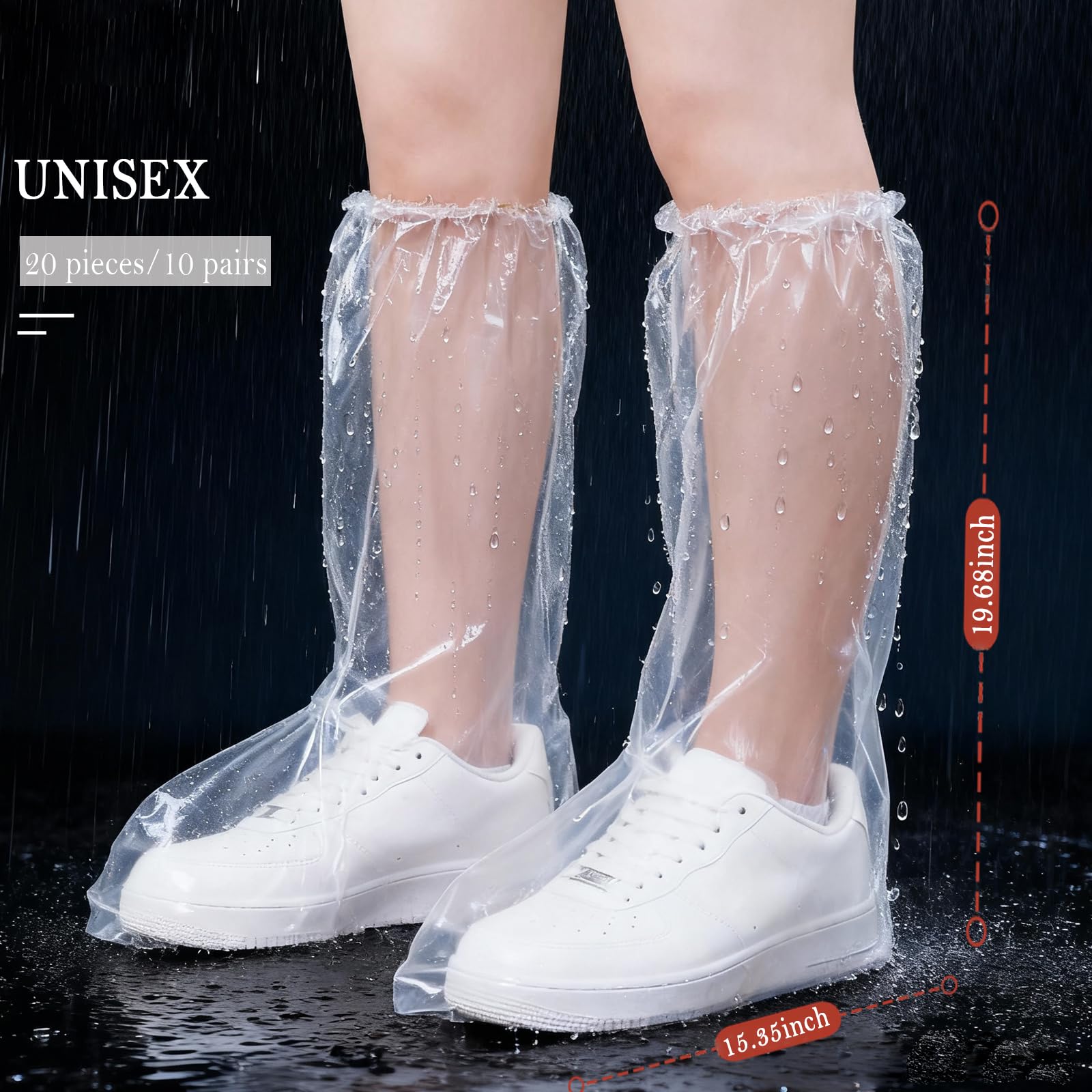 Copriscarpe impermeabili usa e getta per pioggia, 10 paia di copriscarpe in plastica trasparente, resistente, antiscivolo, per uomini e donne, per uso in Disney, pendolari e viaggi (trasparente