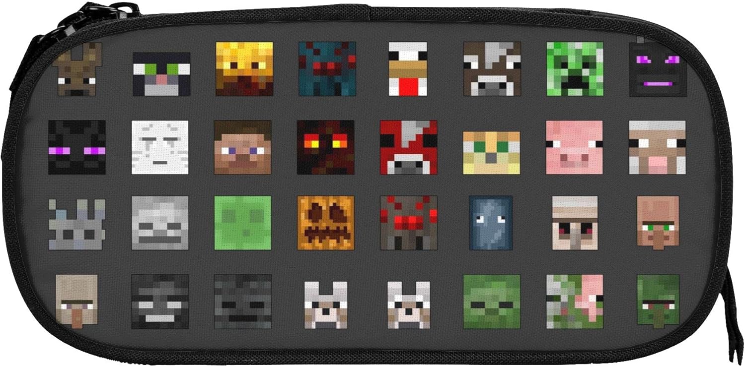 DHFGSDFW マインクラフト ペンケース グッズ 筆箱 ポリエステル文具収納 ポーチ ペンシル 化粧ポーチ 軽量 多機能 大容量 男女兼用 通学 小学生 鉛筆 ペン袋
