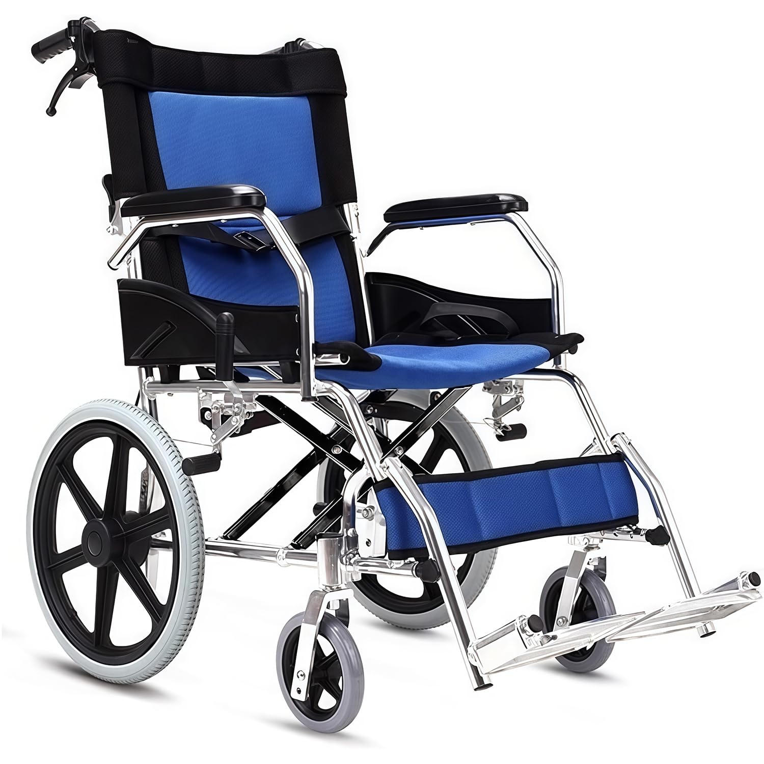 M3 Fauteuil roulant, pliable, léger, avec frein sur les poignées, pour personnes handicapées et personnes âgées, avec soutien au pied, accoudoirs, siège 45 cm