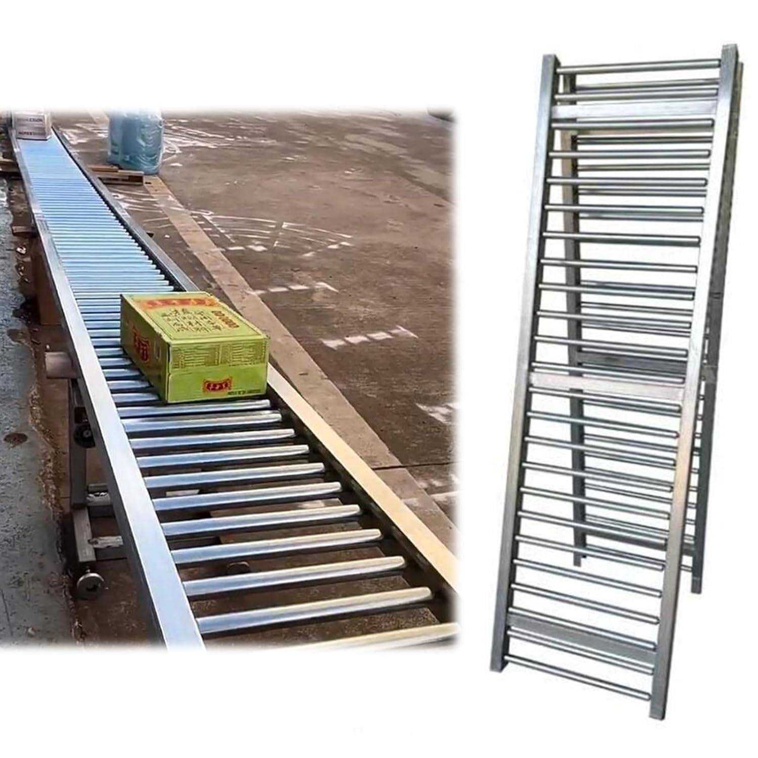 Rullo Trasportatore 30 40 50 60 cm di larghezza Nastro trasportatore a rulli commerciale, Trasportatore a gravità in acciaio pieghevole per camion commerciali e magazzini(W 60cm(24 In),3m/9.8ft