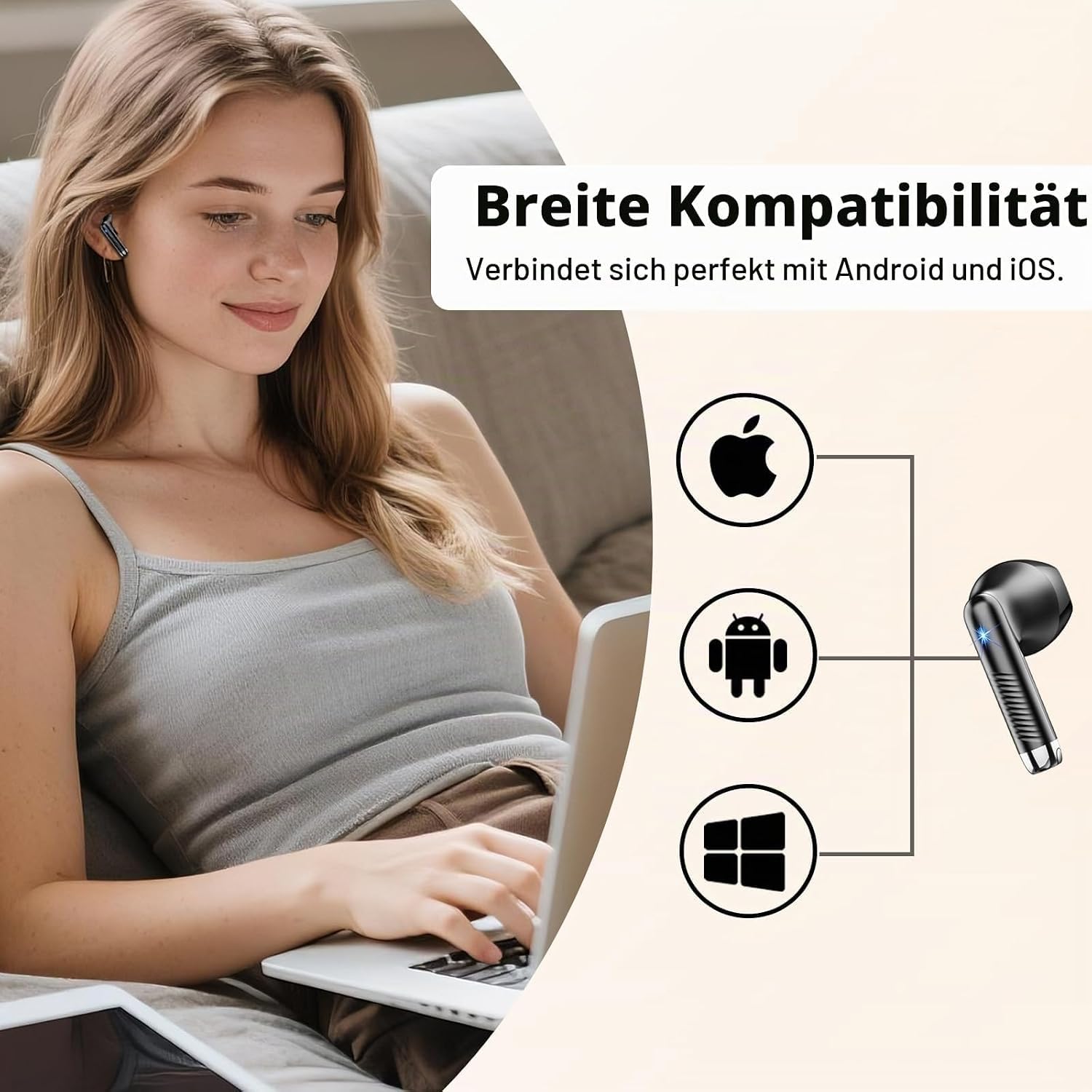 Drsaec Cuffie Bluetooth, 2026 6D Stereo Auricolari Bluetooth 5.4 | 4 ENC Riduzione del Rumore Auricolare Bluetooth, Stereo, Display LED, USB-C, IP7 Impermeabile, iOS Android