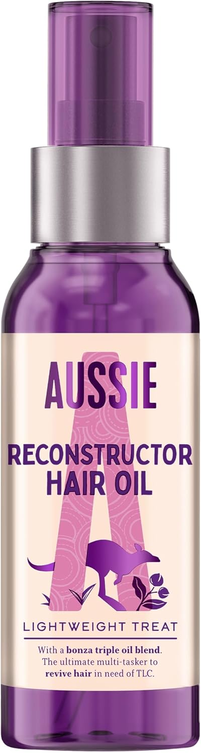 Aussie Reconstructor Hair Oil With Avocado, Jojoba Oil and Macadamia Nut Oil, 3 Miracle Hair Oil For Dry Damaged Hair, Leightweight Reconstructor Oil Treatment, 100 ml