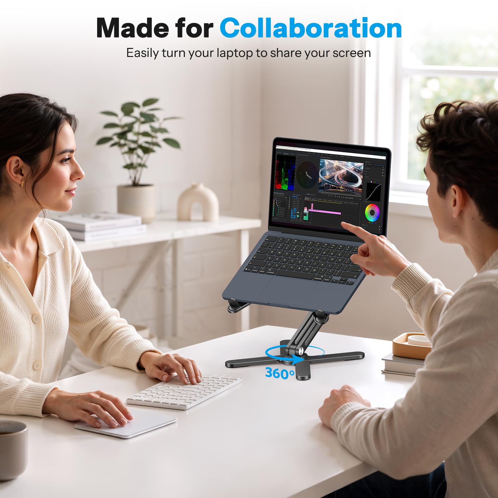OMOTON Faltbarer Laptop Ständer 360° Drehbar, Aluminium, Schwarz