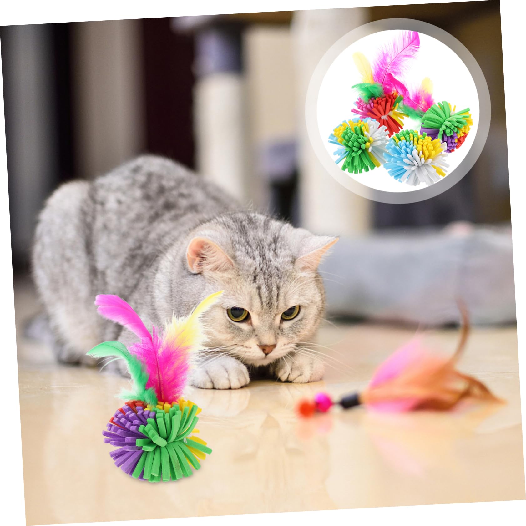 WOONEKY Lot de 2 Jouets pour Chats Gobelets Rebondissants Distributeur de Friandises Fonctions de Poursuite Et de Grattage 4 Pièces