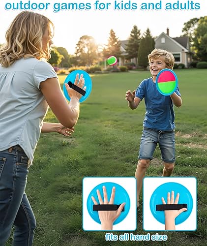 Miniatura 5 de Qrooper Juego de juguetes para niños juegos deportivos de pelota con 4 palas 4 bolas y 1 bolsa de almacenamiento juegos clásicos al aire libre Azul