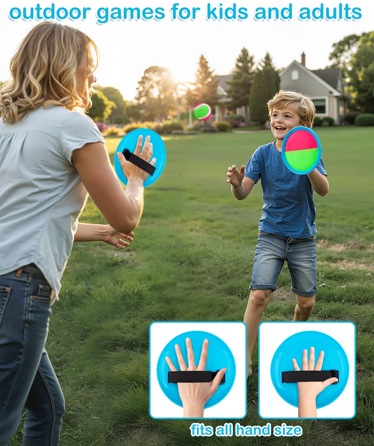 Toddler Toys for Ages 2-4 Toss and Catch Ball Set, Birthday Gift for 3 4 5 6 7 8 Year Old Boys Girls Toys, Classic Beach Pool Outdoor Yard Camping Games for Kids Toddler Family Ages 4-8 8-12