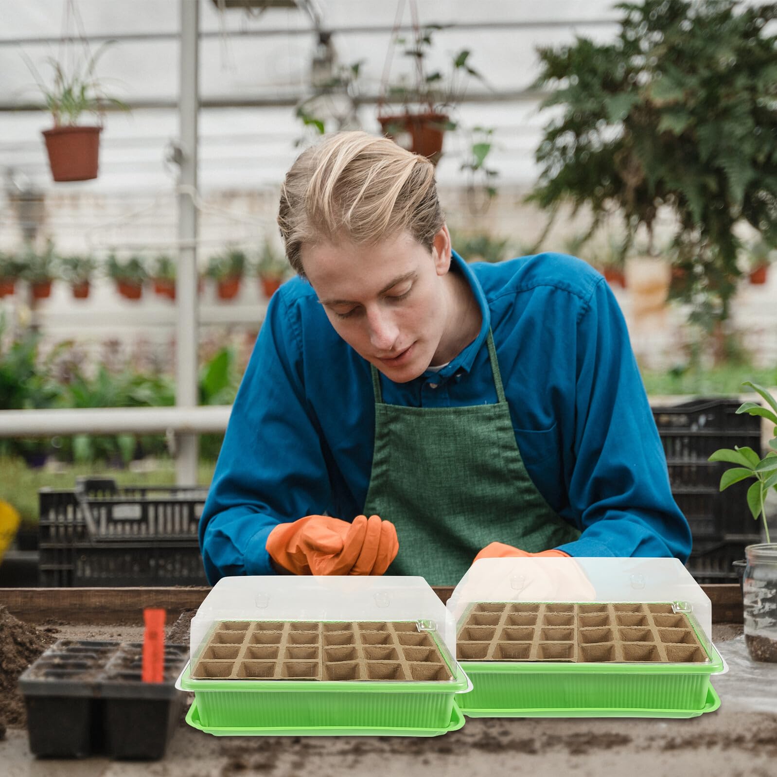 2 Ensembles Plateaux de Germination pour Semis Cases et Cases Bacs de Culture pour Démarrage de Graines Germoirs pour Plantes Intérieur et Extérieur Plateau de Plantation et Lisse