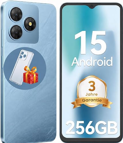 NexiPosket Téléphone Portable Pas Cher 12Go+256Go/TF 2To, Smartphone Android 4G Double SIM, Écran 6,56'' HD+ 90Hz, Batterie 5000mAh, Caméra AI 13MP+8MP, Face ID/OTG/GPS, Garantie 3 Ans - Bleu - 1