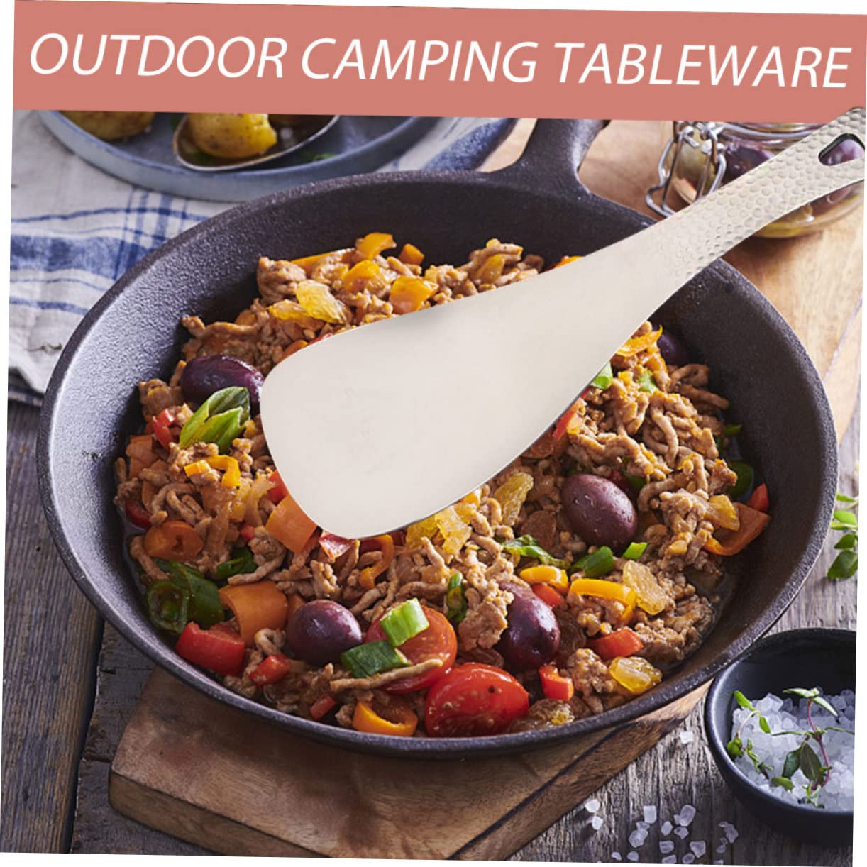 BESPORTBLE 4pezzi Cucchiaio Titanio Per Campeggio Posate Leggere e Resistenti Per Outdoor Strumenti Da Tavola Portatili Per Picnic e Avventure