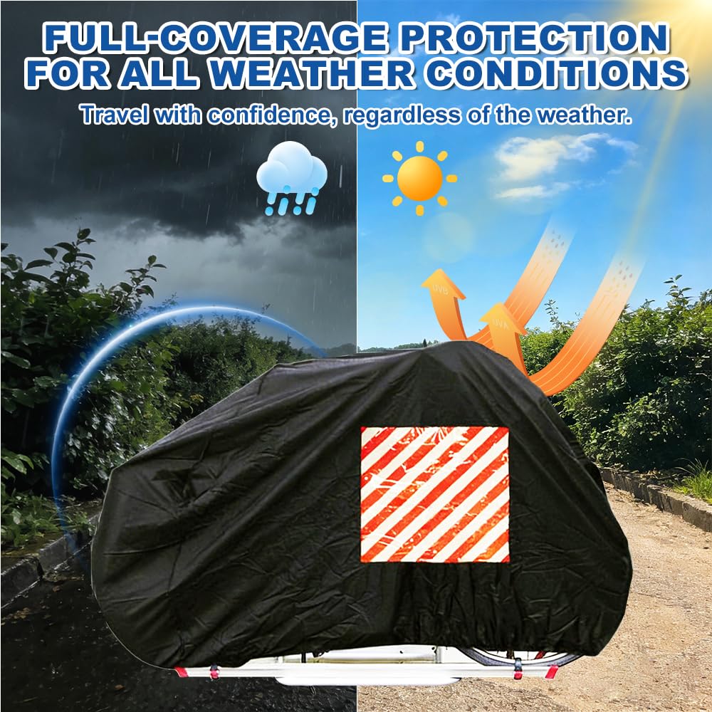 Bache Velo, 420D Oxford Bache Velo Camping car avec Corde de 2.6m, Housse Velo Camping Car, Housse Vélo Exterieur pour Camping, Camping-Car, Porte-Vélos Arrière
