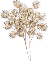 Vista 13 de CATTREE Plantas artificiales doradas, hojas de plástico doradas, paquete de 4 arbustos de hierba falsa, arbustos para el hogar, interior, exterior