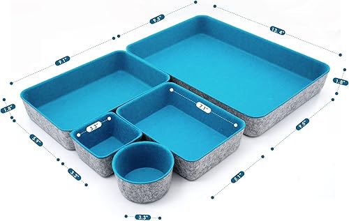 Miniatura 6 de WELAXY Bandejas organizadoras de cajones de escritorio de oficina, bandejas de almacenamiento de fieltro, bandejas de papel para documentos,