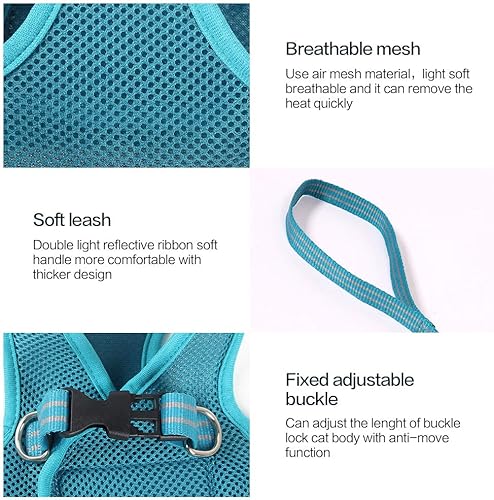 Miniatura 5 de Juego de arnés y correa para gato para caminar, a prueba de escapes, chaqueta para exteriores de fácil control, ajustable, reflectante,