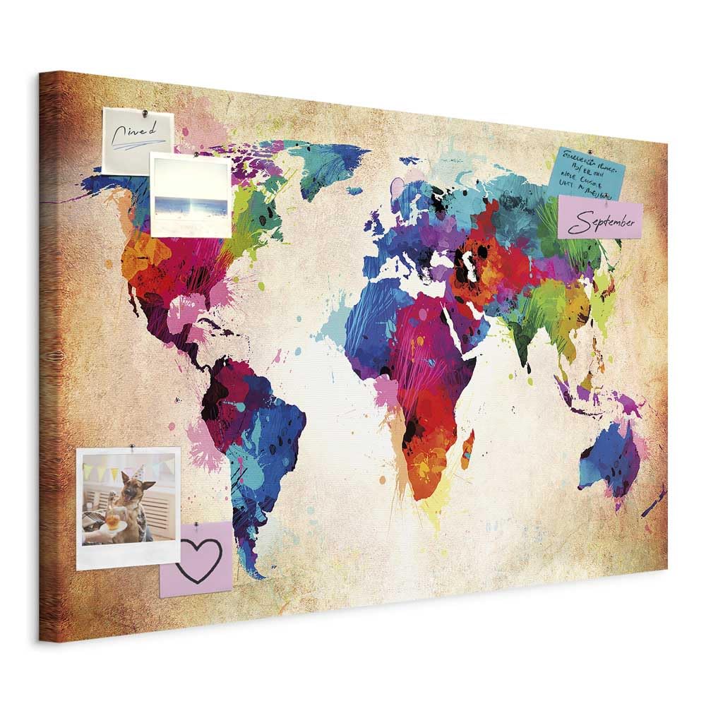 Tableau à épingles carte du monde murando 120x80 cm pour notes - 7
