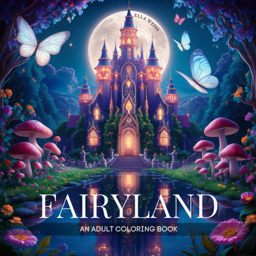Fairyland Coloring Book for Adults: 50 Magical Designs Featuring Enchanting Fairies, Fantasy Castles, and Whimsical Houses for Stress Relief & Relaxation