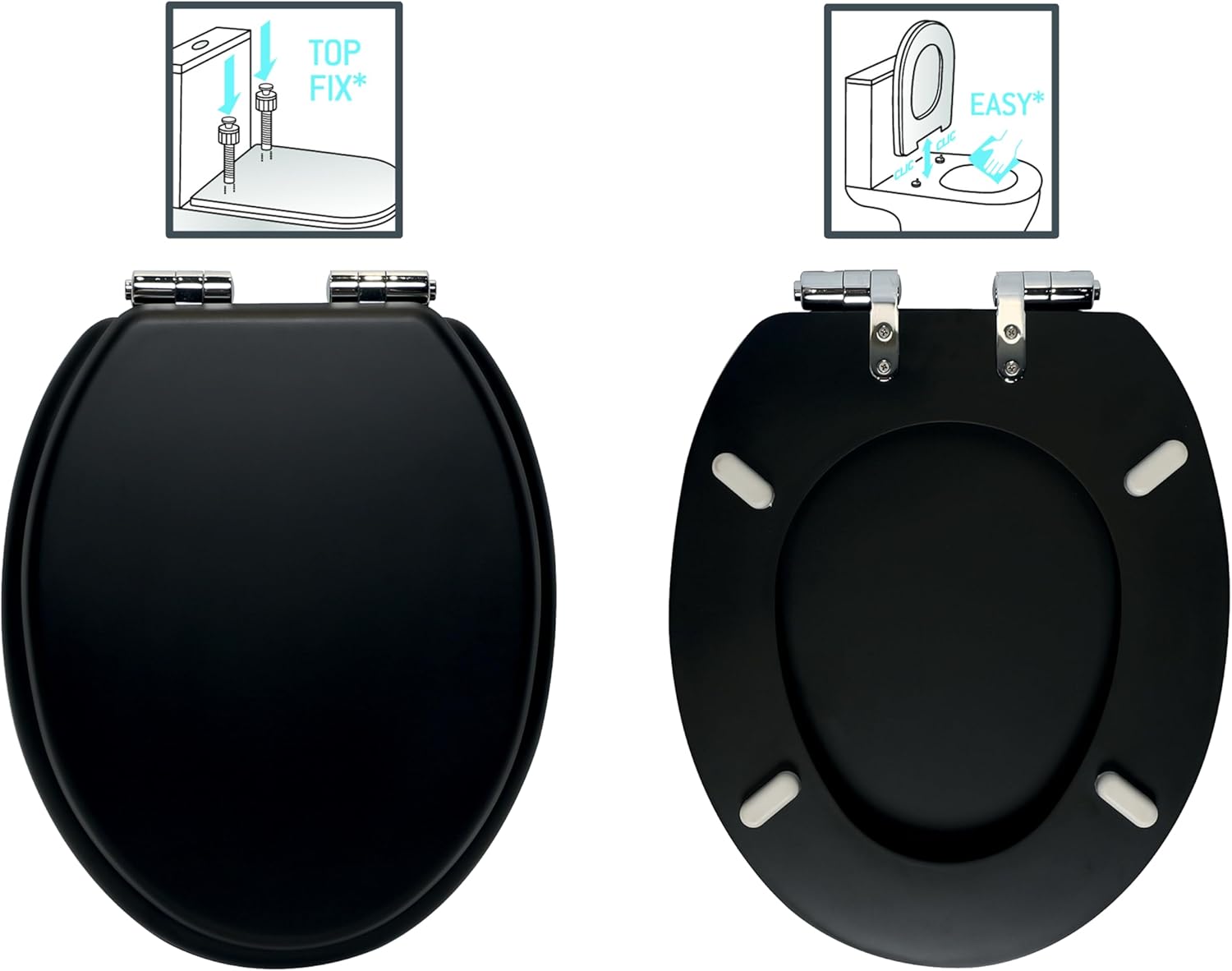 Diagram showing top-fix installation method for a toilet seat